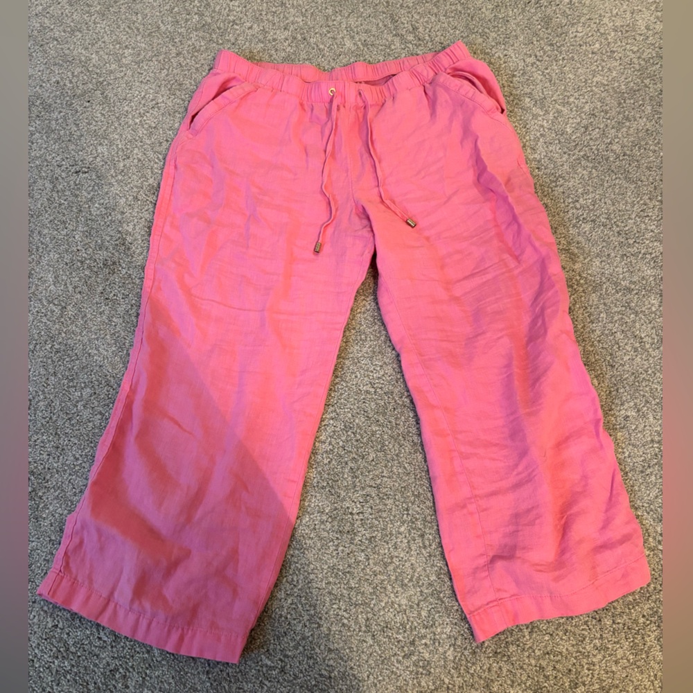 Lilly Pulitzer Confetti Pink 27" Brawley Linen Crop Pant